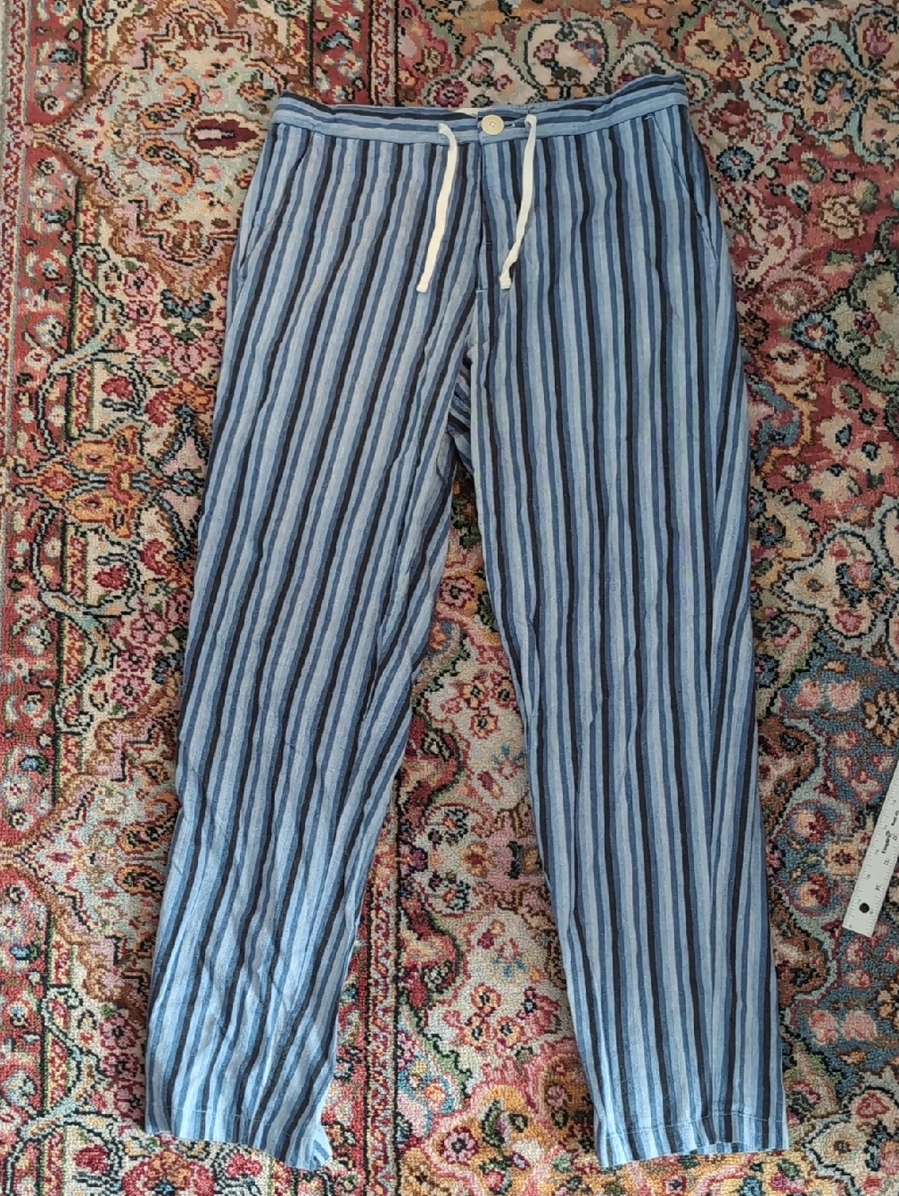 Oliver Spencer Light Blue Striped Men's Lounge Pants